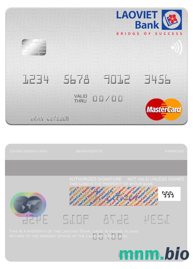 Laos Lao-Viet Bank przykład karty mastercard w formacie PSD